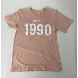 "Vintage 1990" T-Shirt Tee Peach Birthday Reunion 1990 - Medium